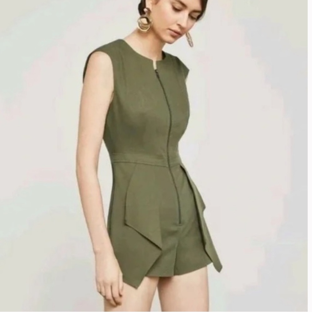 BCBGMaxAzria Olive Green Sleeveless Romper